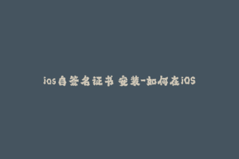 ios自签名证书 安装-如何在iOS设备上自行安装签名证书？